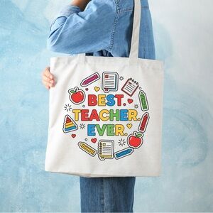 Best Teacher Ever Tote Bag - Multicolor